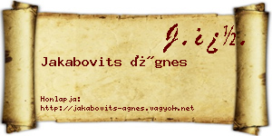 Jakabovits Ágnes névjegykártya