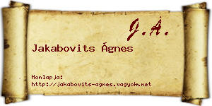 Jakabovits Ágnes névjegykártya
